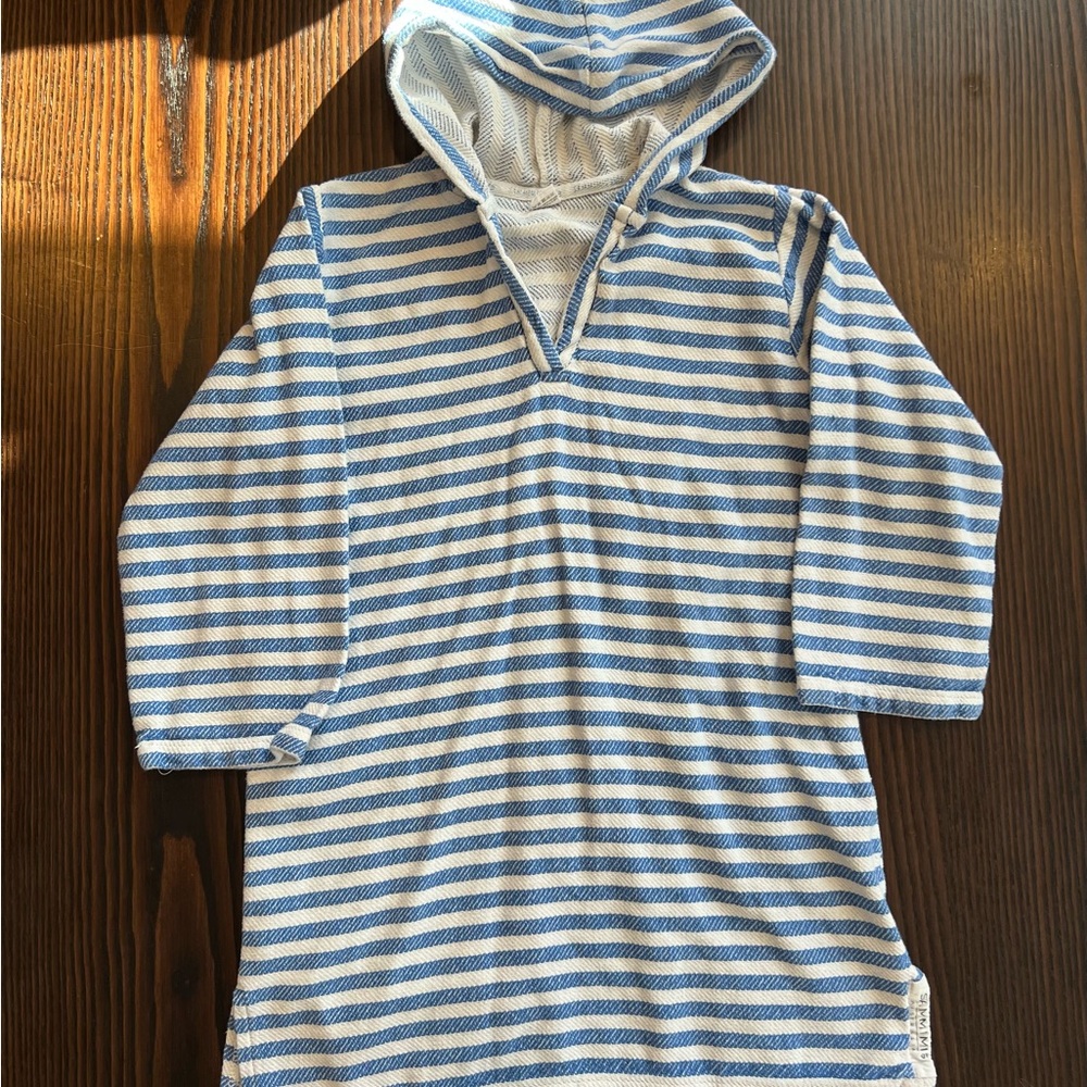 Samminis Kids Striped Light Blue and White Beach Tunic Kids Size Large